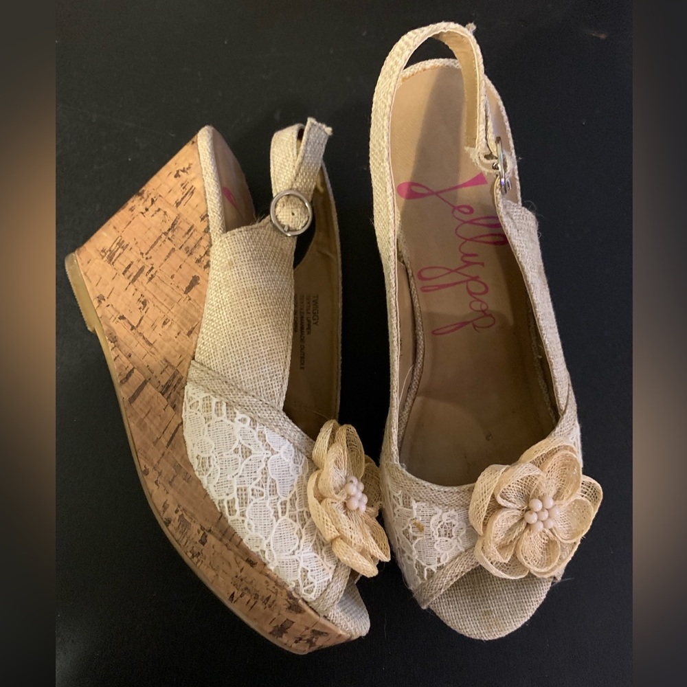 Jellypop Twiggy Cork Heel Wedges - sz 7.5